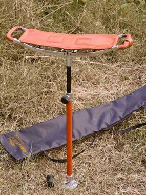 Leather Walking Stick Seat Tan Portable Folding Hunting Stool